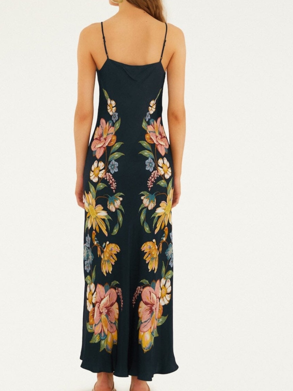 New FARM Rio Dark Blue Maira Floral Maxi Dress - Picture 2 of 4